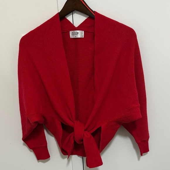 SEEK THE LABEL Sweaters - Seek The Label Red Tie Front Wrap Ribbed Cardigan. Women’s Size Medium.